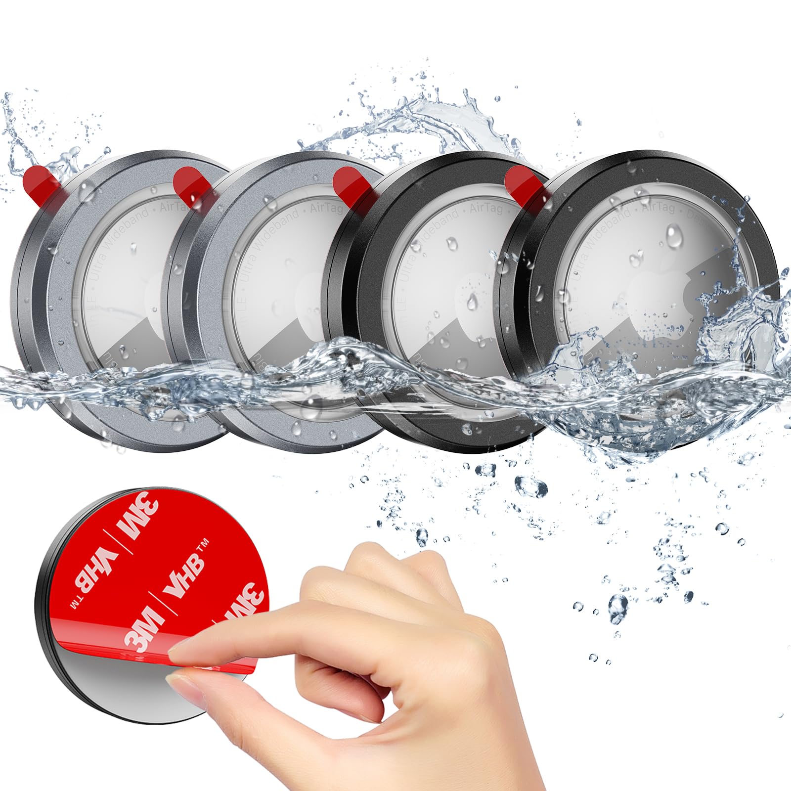 4 Pack Waterproof AirTag Holder Case with 3M Adhesive - Secure Tracker Mount for Apple AirTag | Perfect for Bike, Luggage, Laptop, Car, Remote & Drone | Outdoor Travel & Home Organization Accessories