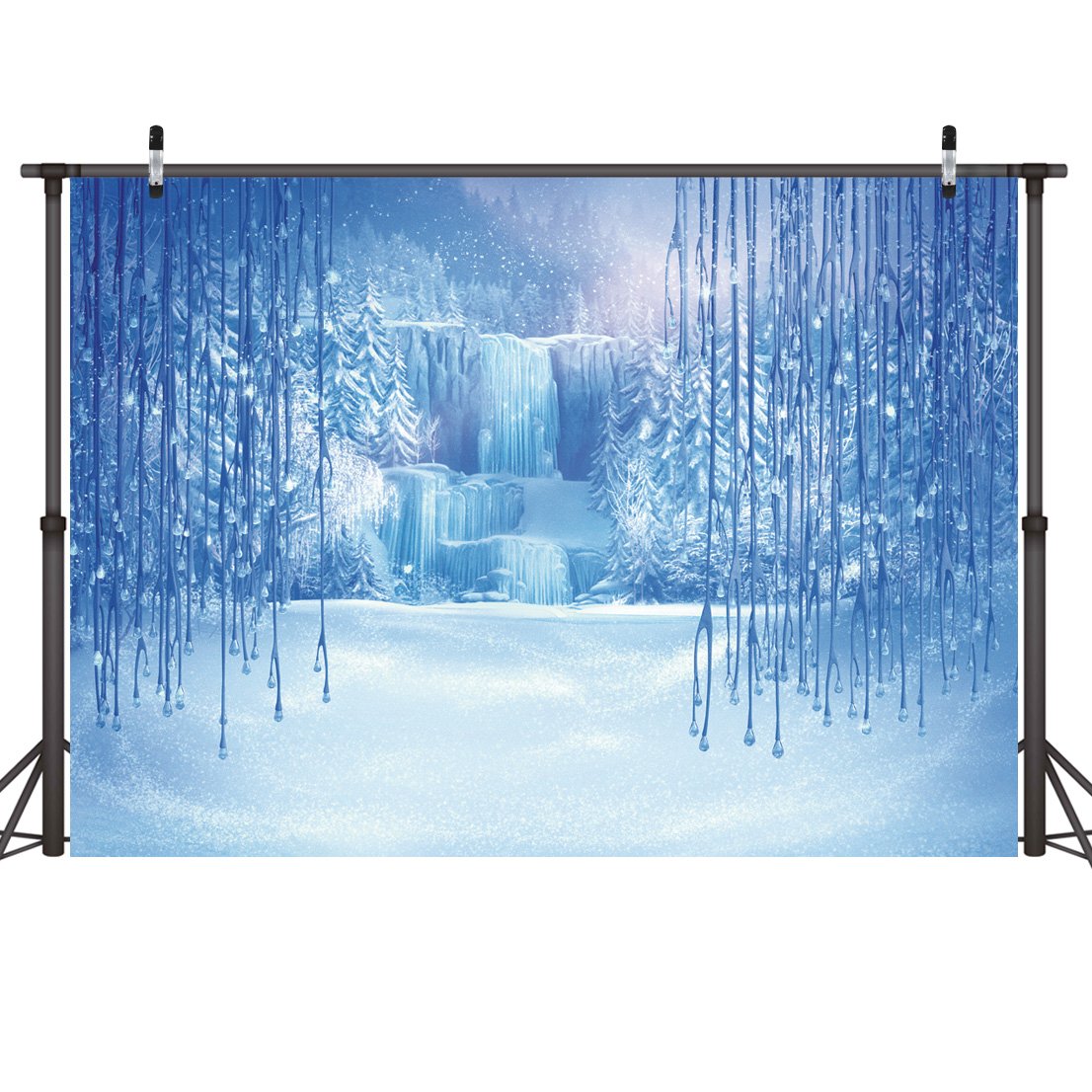 LYWYGG 7x5ft Winter Photography Backdrop - Snowy Ice Crystal Christmas Background for Kids Photo Studio Props | Perfect for Holiday Portraits, Newborn Shoots & Seasonal Decorations