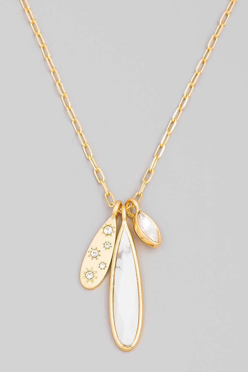 FMN142 Natural Howlite Stone Necklace for Women - Healing Crystal Jewelry for Stress Relief & Positive Energy - Perfect for Meditation, Yoga & Everyday Wear