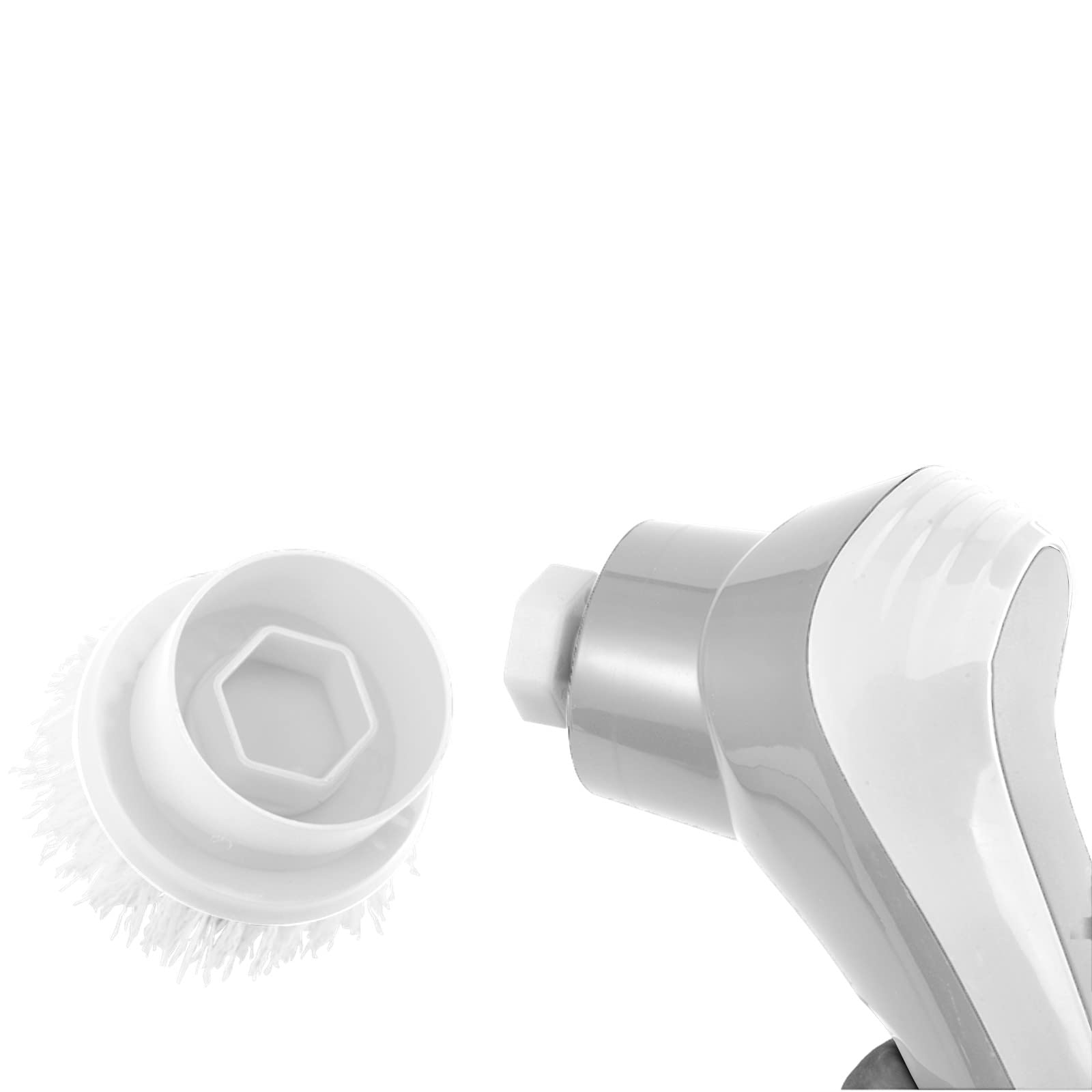 6-in-1 Adjustable Electric Scrub Brush with 6 Interchangeable Heads - Cordless Kitchen Cleaning Tool for Dishes, Sinks, Tiles & More (White, One Size) - Perfect for Deep Cleaning Stubborn Stains in Kitchens, Bathrooms & Outdoor Surfaces