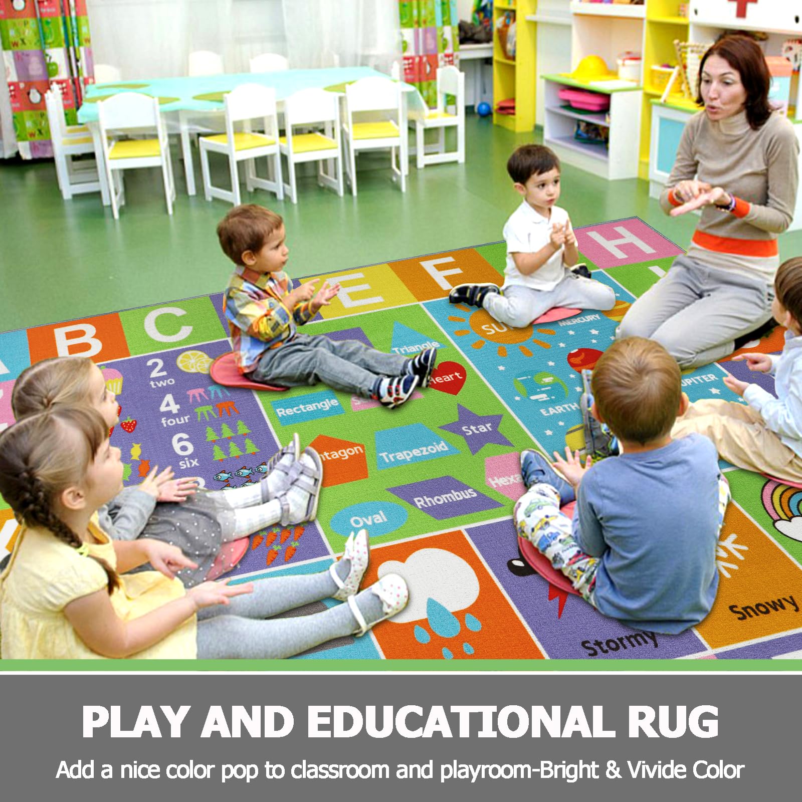 Non-Slip ABC Alphabet & Numbers Educational Play Mat for Kids - 6'6