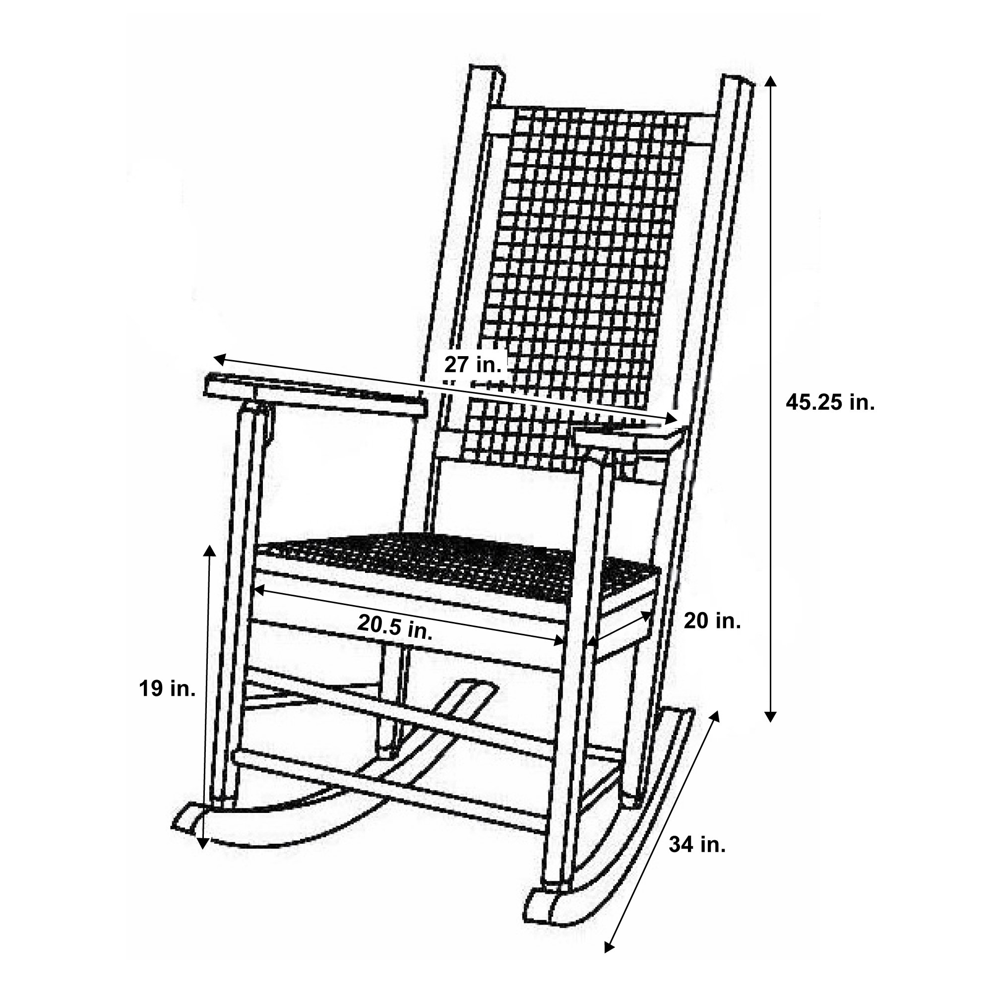 Shine Company Hampton High Back Wood Rocking Chair with Rattan Backrest & Seat - Black | Comfortable Porch Rocker for Outdoor Relaxation, Patio, Garden & Living Room Decor
