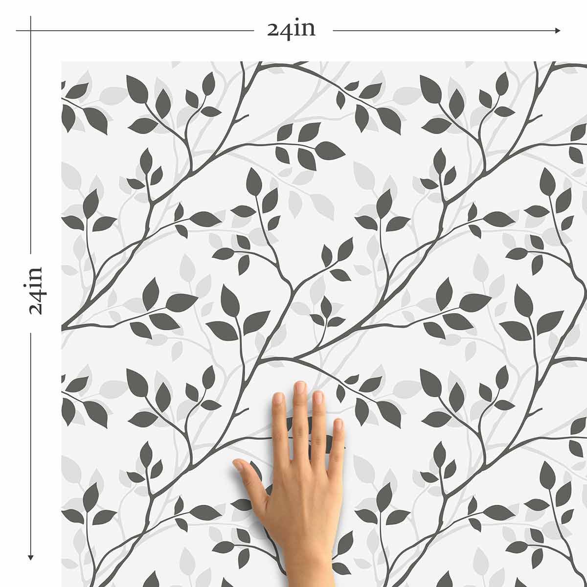 Grey Leaf Peel and Stick Removable Wallpaper 4017 - Self-Adhesive Wall Decor for Bedroom, Living Room, Nursery & Office
