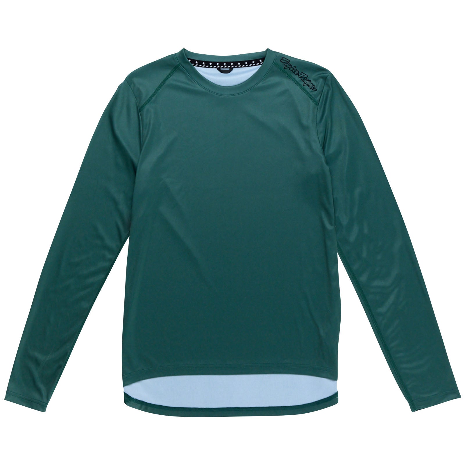 Lilium Women's Long Sleeve Jersey Top - Soft Stretch Monochrome Jade Green T-Shirt for Casual Wear, Workout & Layering