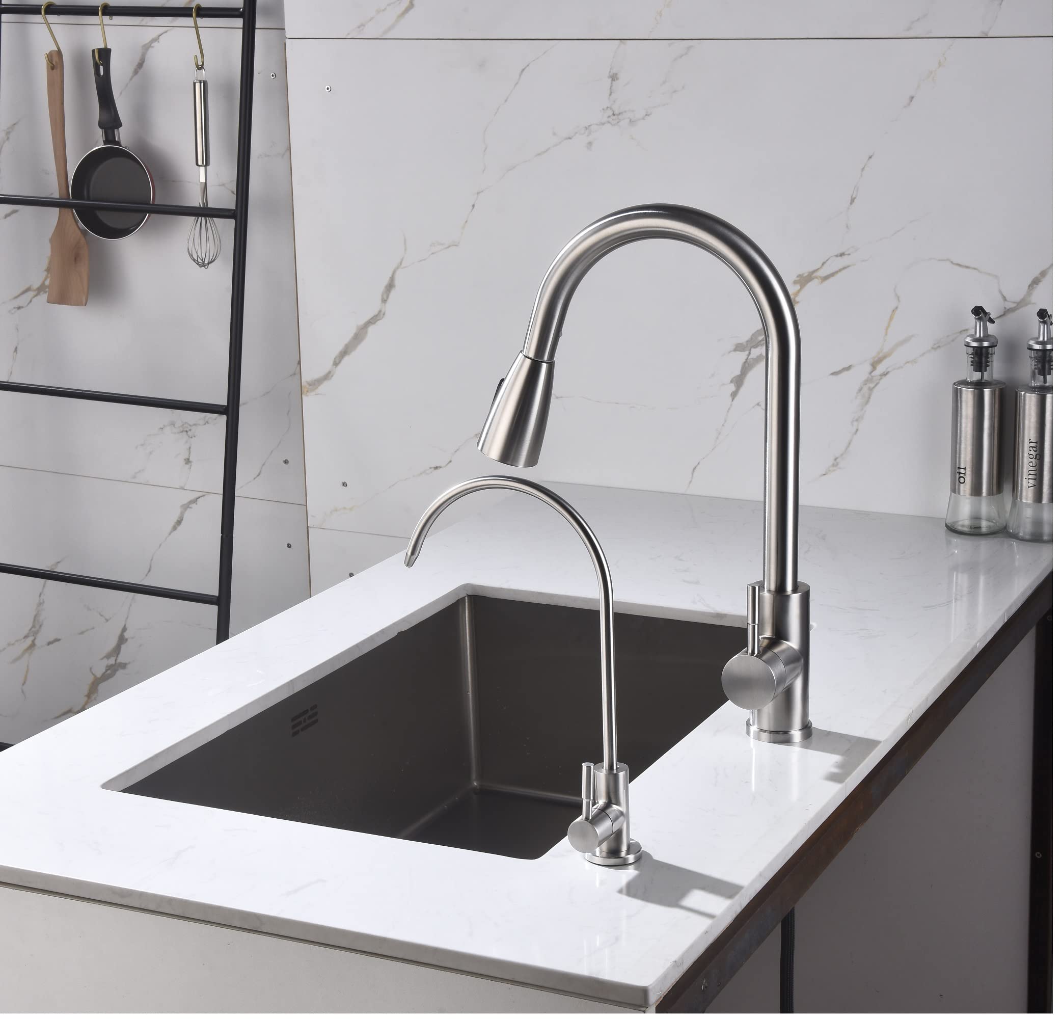 Brushed Stainless Steel Drinking Water Faucet for Reverse Osmosis System - Non-Air Gap Kitchen Water Purifier Faucet in Brushed Nickel Finish | Perfect for Home, Office & RV Water Filtration