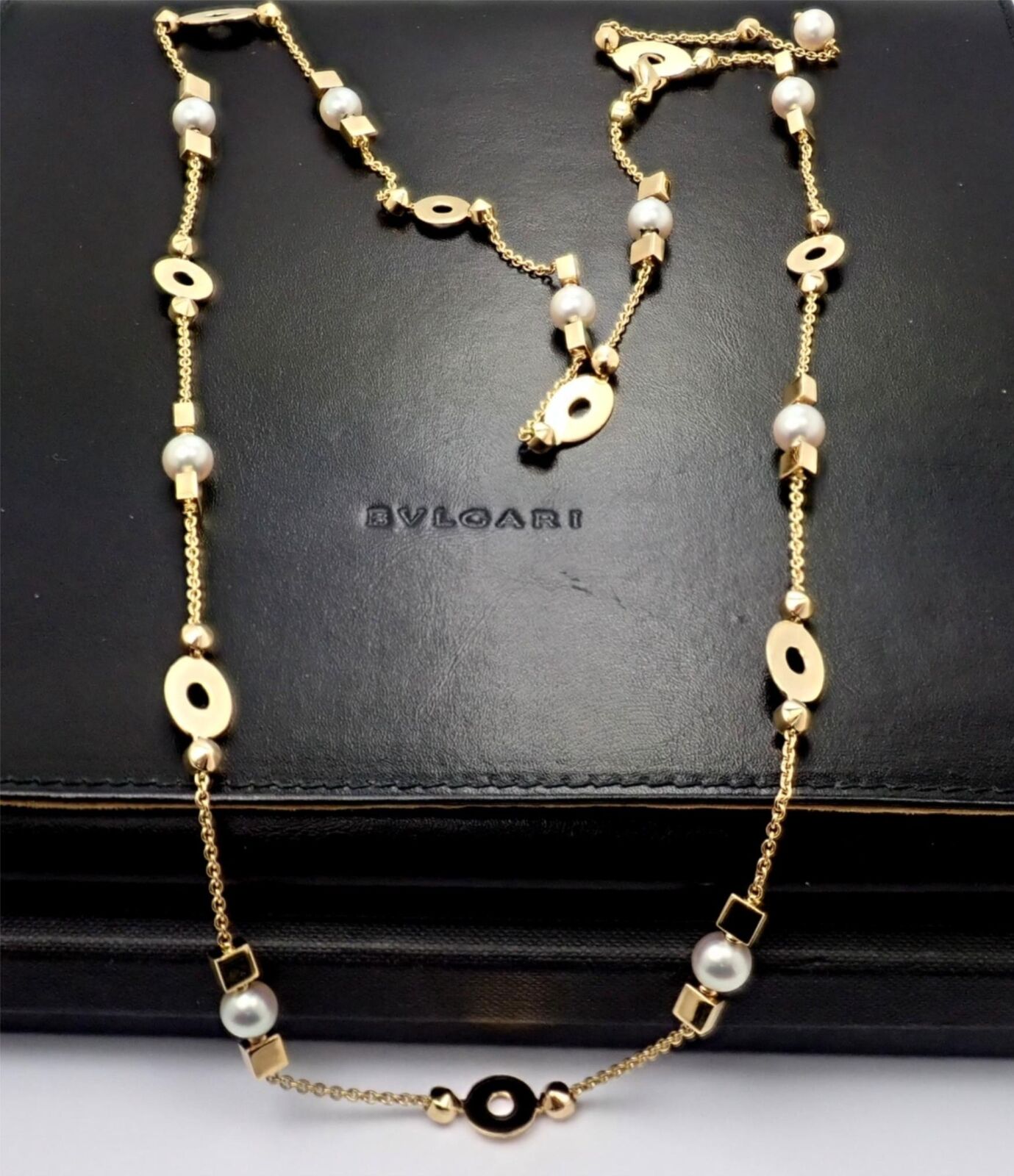 Authentic Bulgari Bvlgari Lucea 18k Yellow Gold 34.7mm Pearl Necklace for Women - Luxury Jewelry Gift for Anniversary, Wedding & Special Occasions