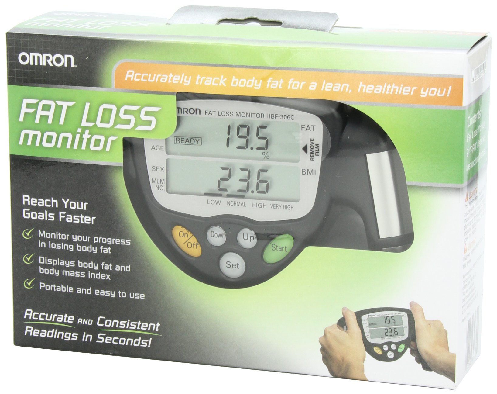 Omron HBF-306C Handheld Body Fat Monitor - Accurate Body Composition Analyzer for Weight Loss, Muscle Tracking & Fitness Goals - Perfect for Home Use, Gym & Health Enthusiasts
