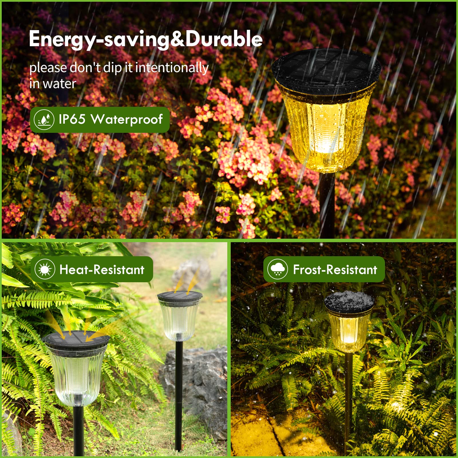 Solar Pathway Lights Outdoor - 4 Pack Waterproof 200 Lumens Super Bright Solar Garden Lights with Auto On/Off (Up to 14 Hours) - Perfect for Yard, Lawn, Walkway, Driveway, and Garden Path Lighting at Night