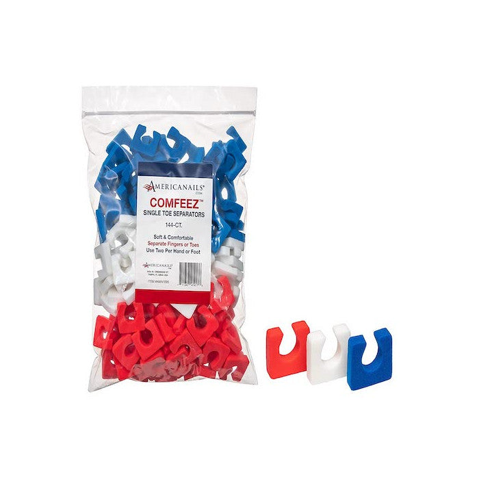Comfeez Assorted Toe Separators - 144 Count Pack for Pedicure, Manicure & Nail Care - Perfect for Spa, Salon & At-Home Nail Treatments