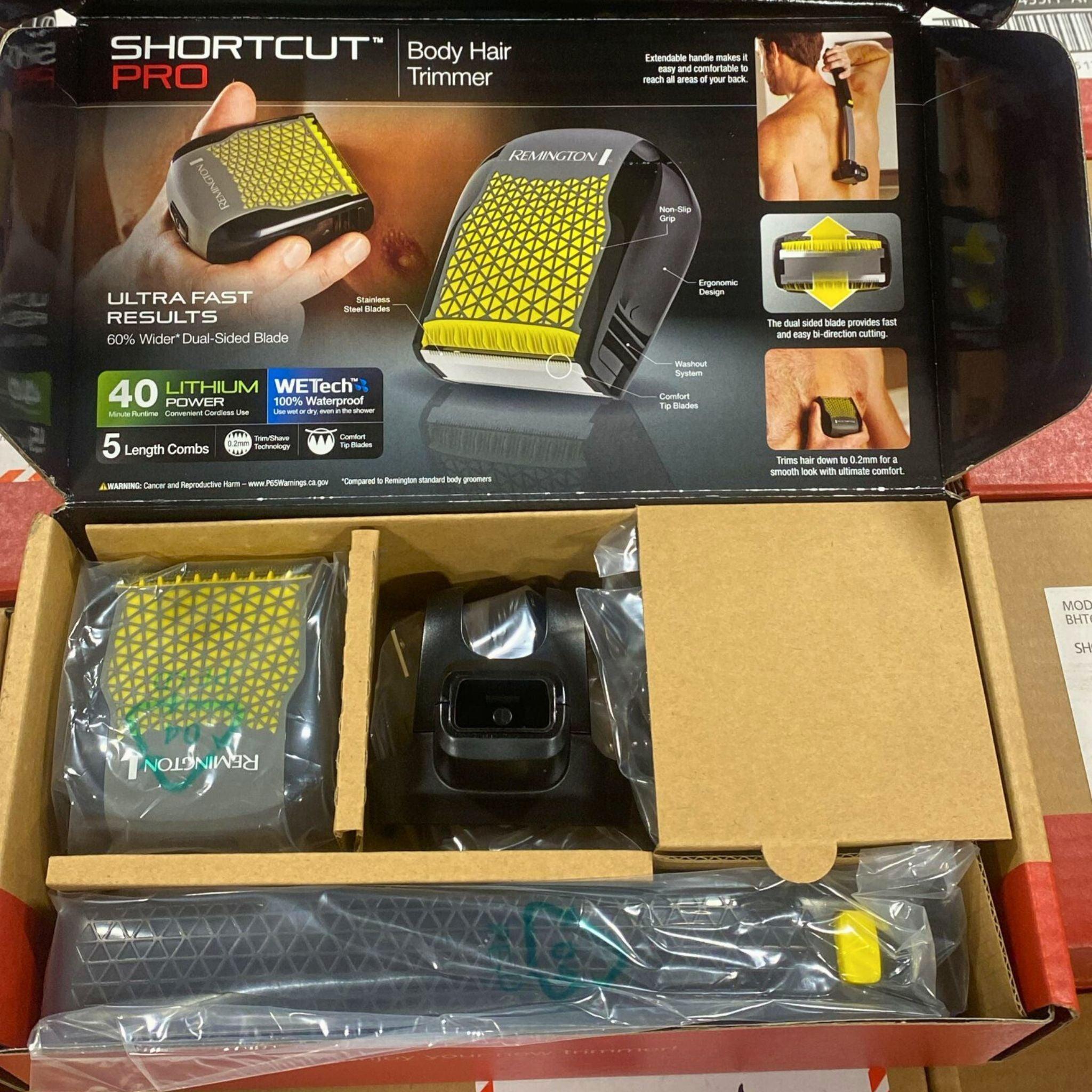 Remington Lithium Shortcut Pro Body Hair Trimmer for Men - 30 Piece Set - Waterproof & Cordless Grooming Kit for Body, Chest, Back & Pubic Hair - Perfect for Travel & Home Use