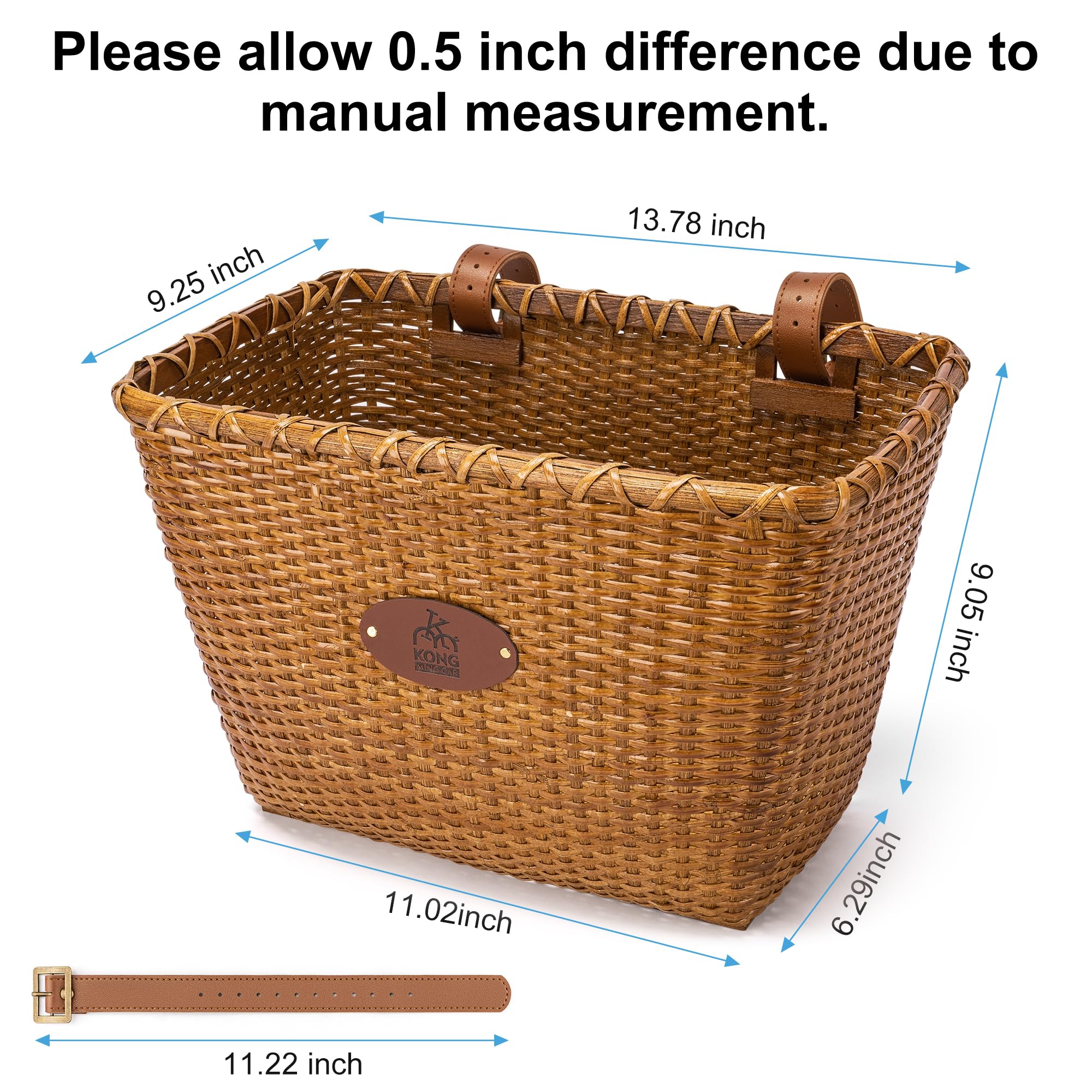 Handmade Rattan Bike Basket for Women - Retro Style Front Bicycle Basket for Adults | Perfect for Groceries, Picnics & Commuting