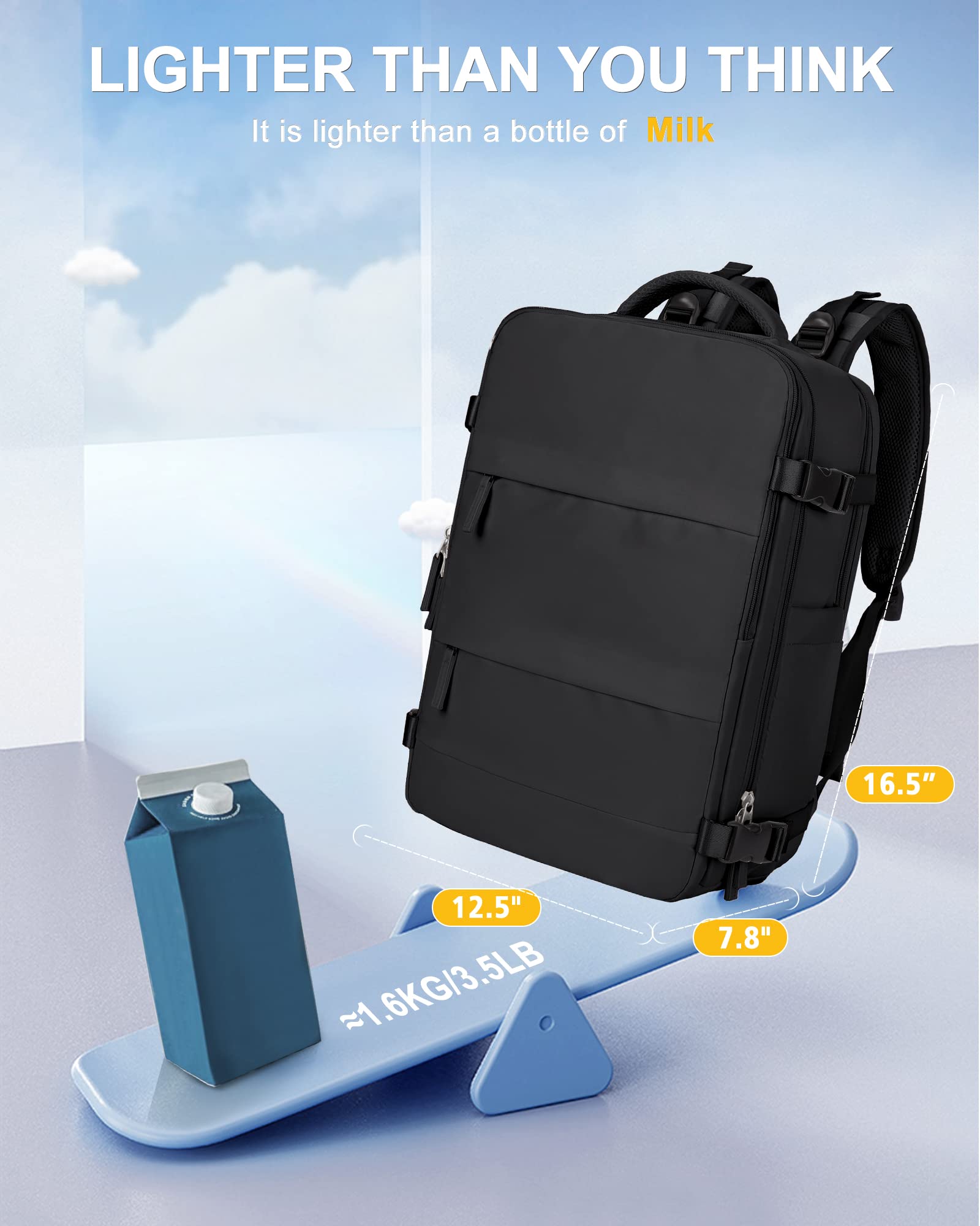 Travel Backpack for Women & Men - Airplane Carry-On with Laptop Compartment | Perfect for Business Trips & Vacations