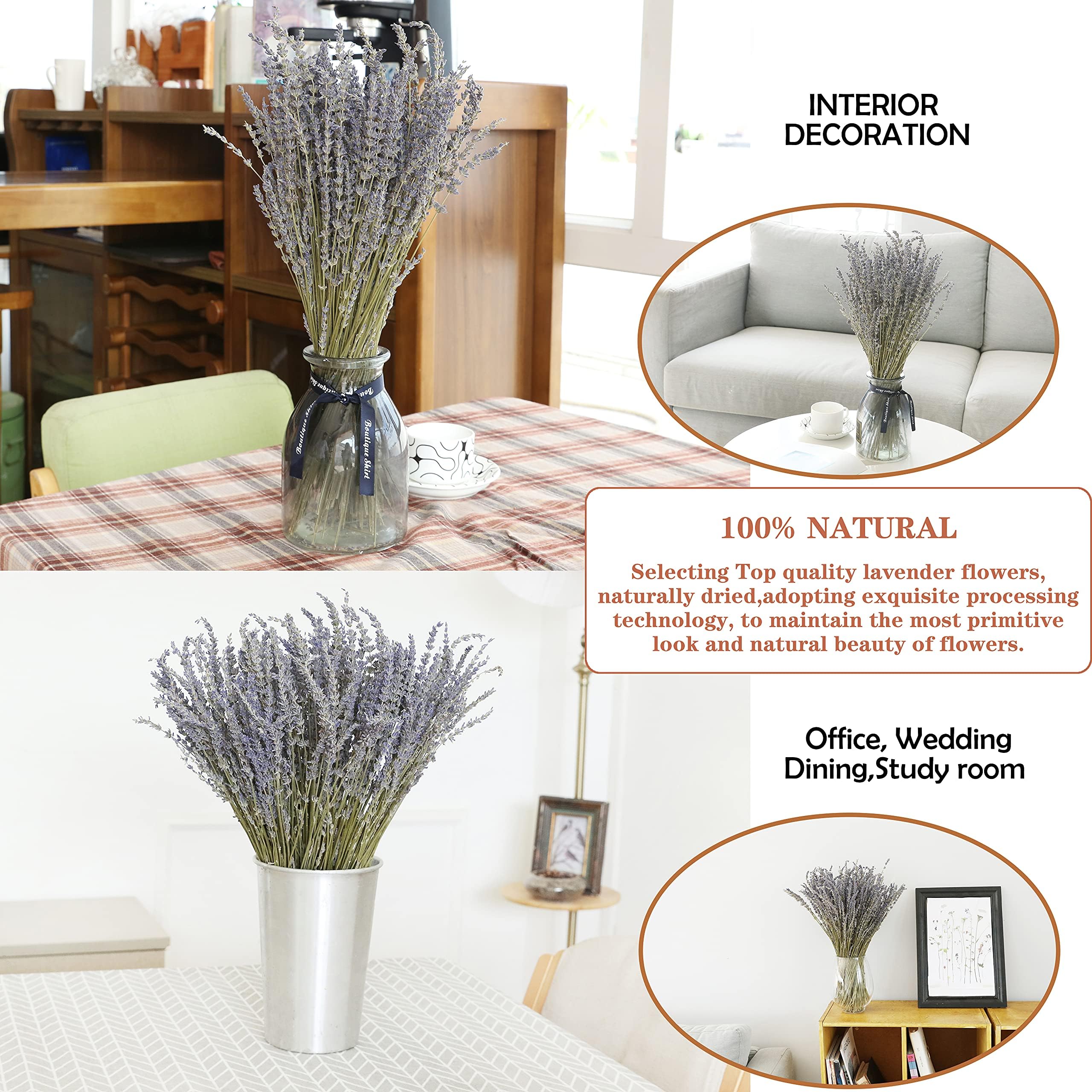 100% Natural Dried Lavender Flowers Bundle - 350+ Stems for Home Decor, Aromatherapy, Wedding Bouquets & DIY Crafts | Real Organic Dry Flower for Relaxation & Fragrance