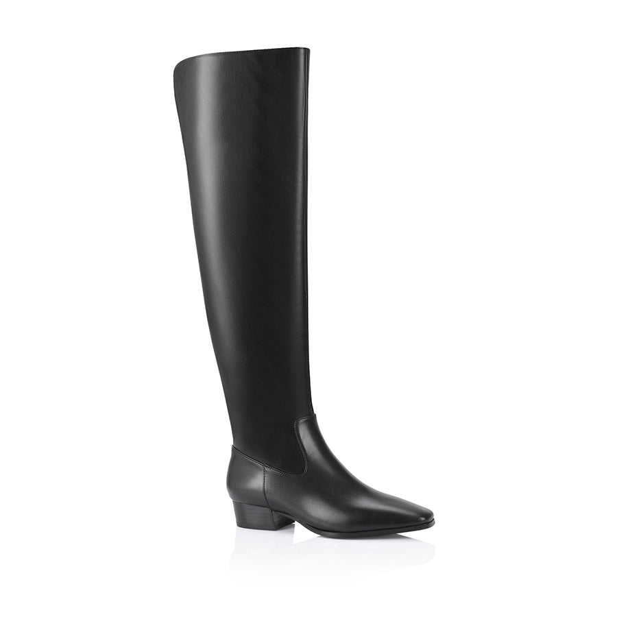 Camden Thigh High Boots for Women - Black Leather Knee High Boots | Stylish Winter & Fall Fashion Boots for Outfits & Parties