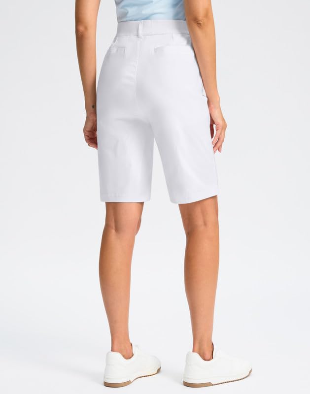 Women's Quick Dry Stretch Golf Shorts with Pockets - 9 Inch Bermuda Knee Length Athletic Shorts for Golf, Work & Casual Wear | Perfect for Summer, Office & Outdoor Activities