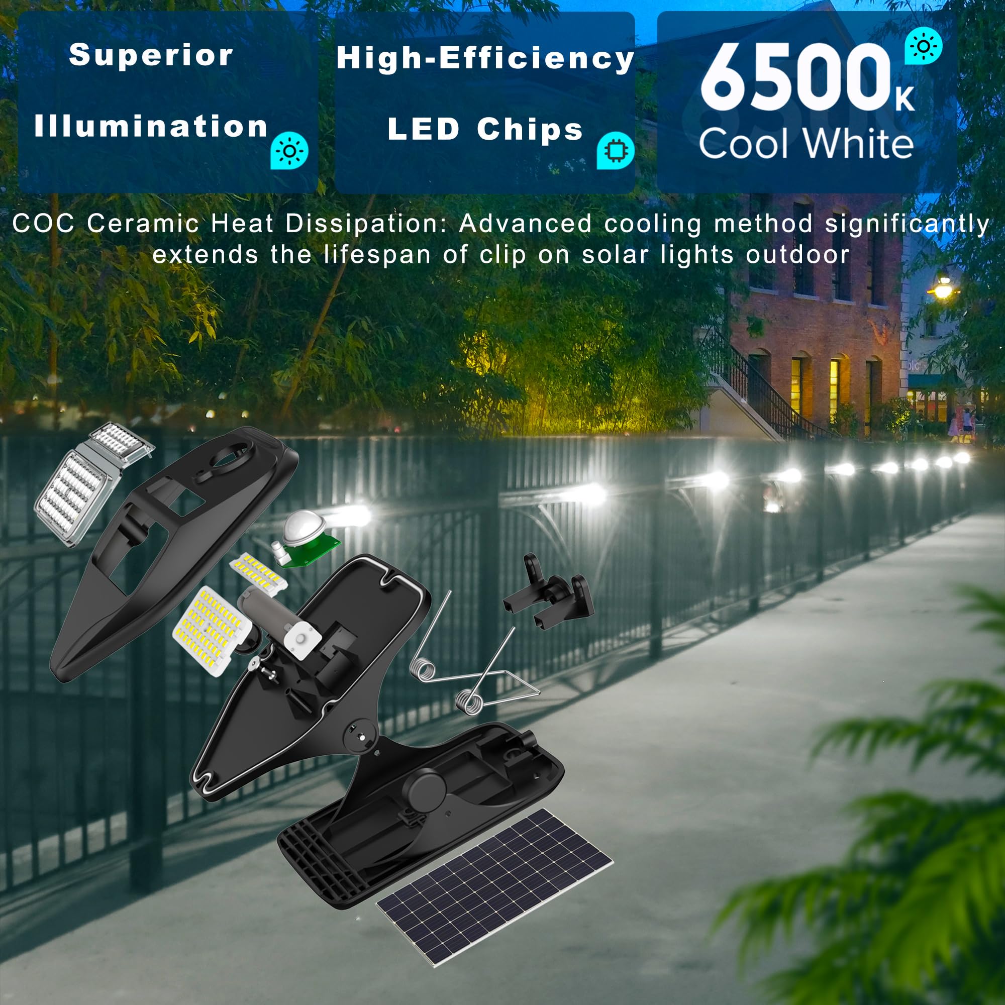 JJX 132LEDs Solar Powered Motion Sensor Lights Outdoor 2 Pack - 2000mAh Rechargeable Battery, IP65 Waterproof for Garden, Pathway, Camping & Security Lighting