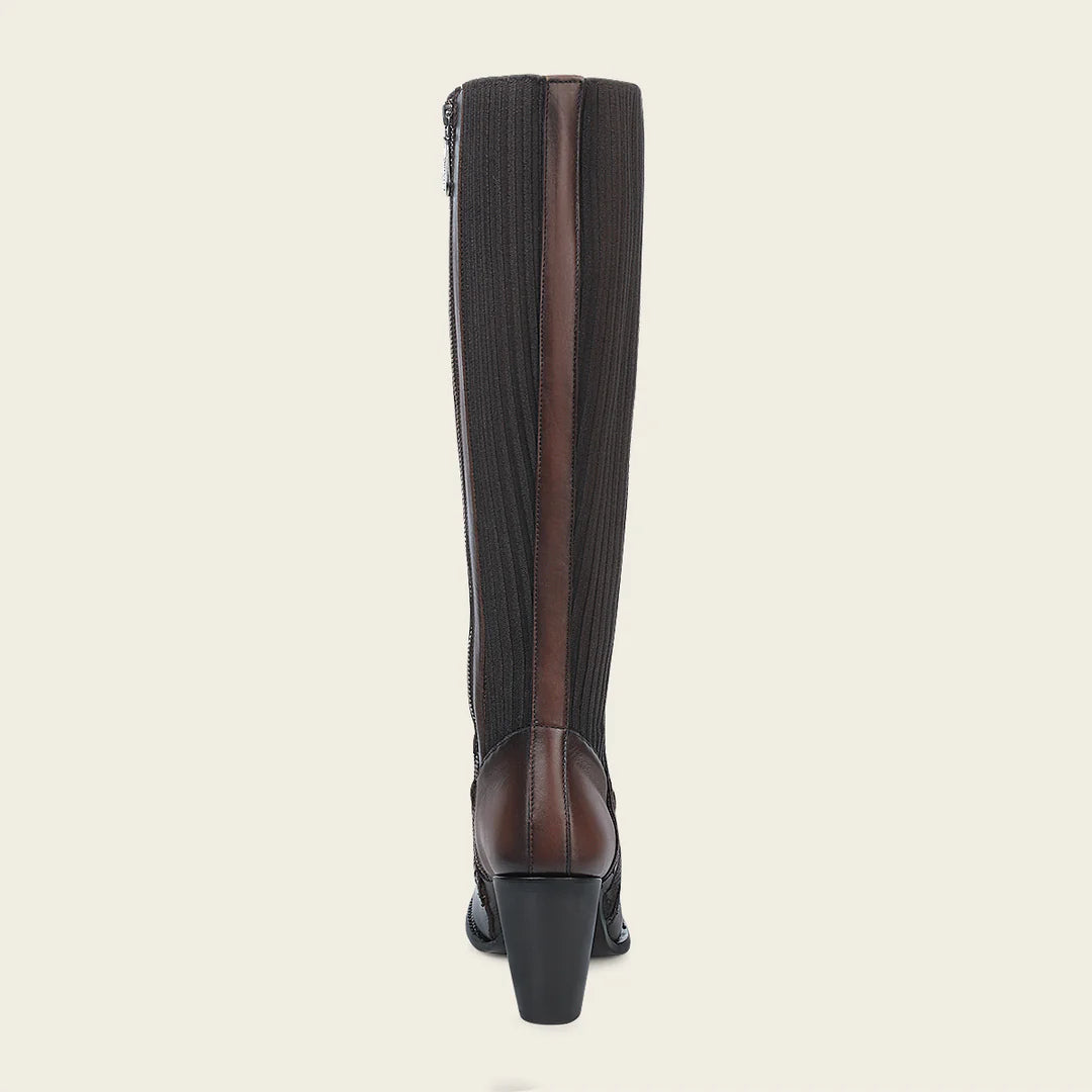 Women's Knee High Cowhide Leather Cowgirl Boots - Western Style Honey Brown Riding Boots for Country Fashion & Outdoor Adventures