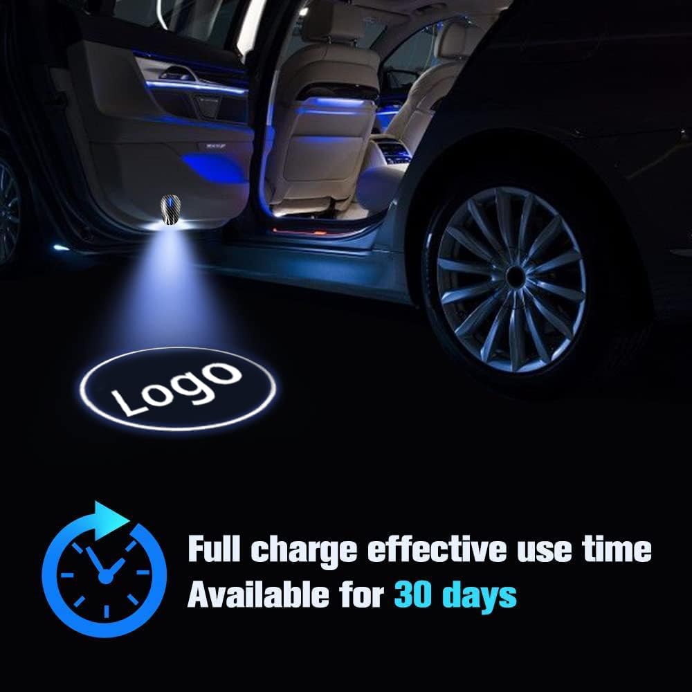 2Pcs Car Door LED Logo Projector Lights - Rechargeable Wireless Welcome Lights for All Cars | Ghost Shadow Lights for Night Driving & Safe Entry/Exit