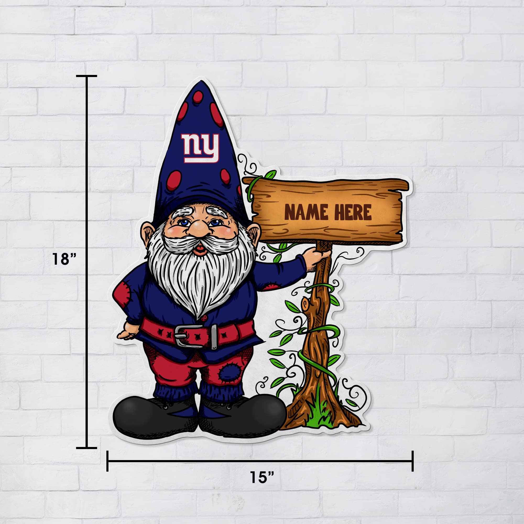 Personalized New York Giants NFL Football Gnome Pennant - Soft Felt Wall Decor for Home, Living Room, Game Day & Fan Cave - Easy to Hang Sports Memorabilia