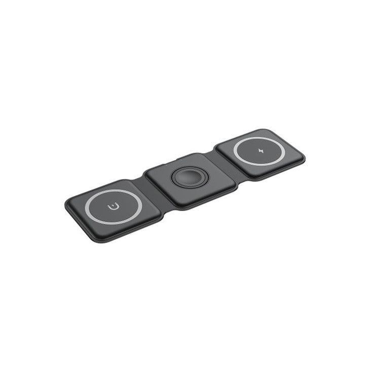 QDOS SnapStand 3-in-1 Magnetic Wireless Charging Stand - Black | Fast Charging for iPhone, Android, AirPods | Perfect for Home, Office & Travel