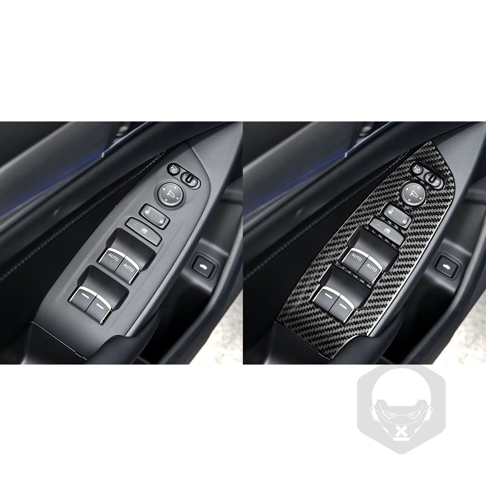 Carbon Fiber Window Switch Panel Cover for 2018-2021 Honda Accord 10th Gen - 4pc Interior Trim Set (Left Hand Drive, Black) | Upgrade Your Car Interior with Stylish Accessories for Enhanced Driving Experience