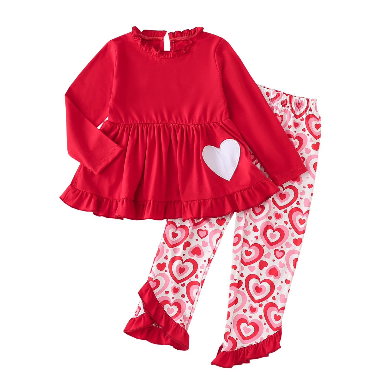 **Premium Girls Baby Clothes Set – Valentine's Day Ruched Dress & Printed Pants Outfit for Toddlers & Kids | Perfect for Parties, Holidays & Special Occasions**