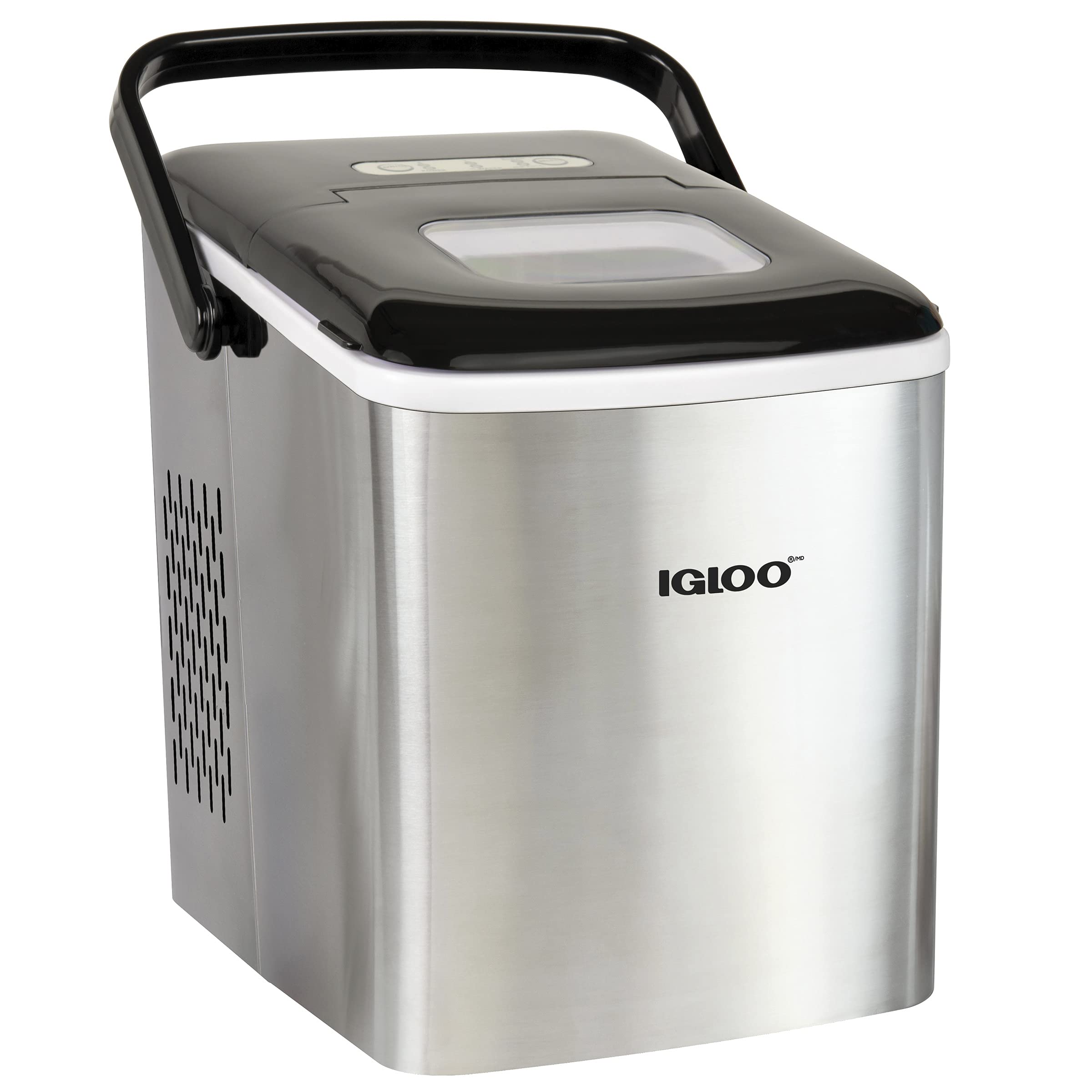 Igloo Automatic Self-Cleaning Portable Electric Countertop Ice Maker Machine - 26 lbs/24H, 9 Cubes in 7 Mins - Stainless Steel with Ice Scoop & Basket - Perfect for Home, Office, RV, and Outdoor Parties