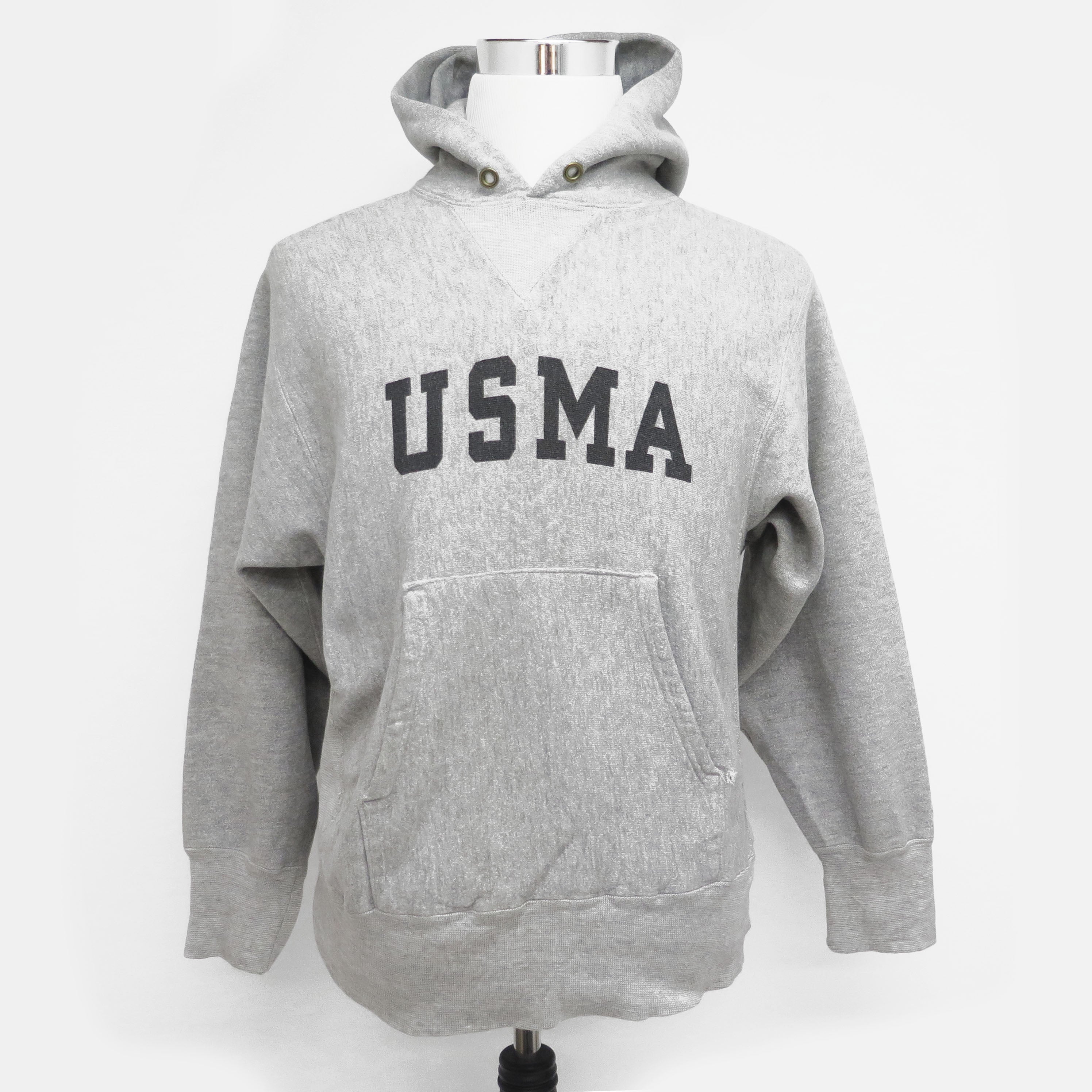 Vintage 1980s-1990s US Military Academy Champion Reverse Weave Hoodie Sweatshirt - Medium Size | Retro College Apparel for Men & Women | Perfect for Casual Wear, Gym & Military Enthusiasts