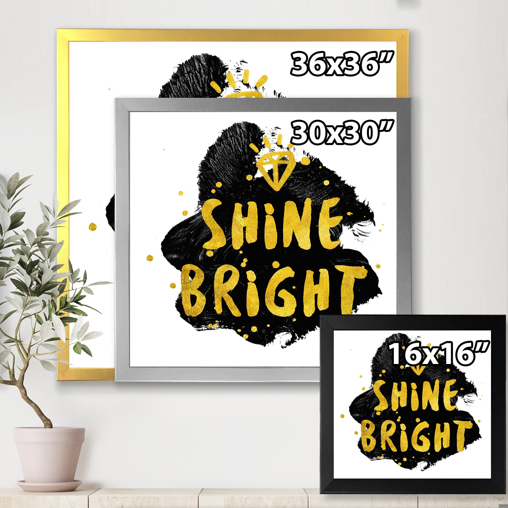 DesignQ Shine Bright Glam Framed Wall Art - Elegant Home Decor for Living Room, Bedroom & Office - Perfect for Modern Interior Design & Gift Giving