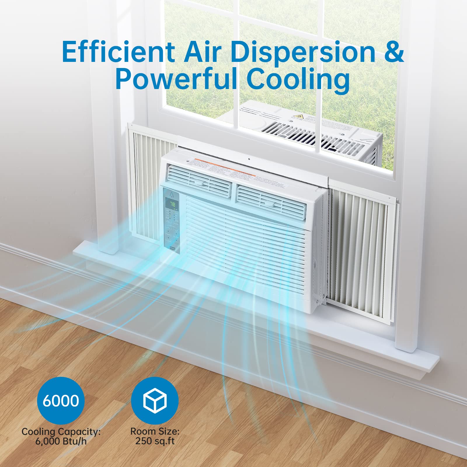 6000 BTU Window Air Conditioner - White - Cool & Quiet Cooling for Small Rooms, Bedrooms, Offices & Apartments
