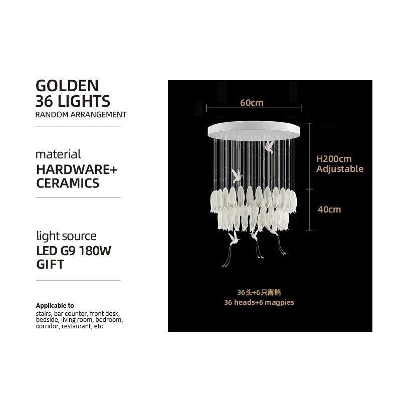 Elegant Tulip Spiral Ceramic Chandelier Lighting - Modern Ceiling Light Fixture for Dining Room, Living Room & Bedroom Decor