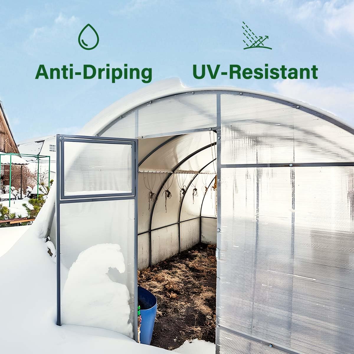 6 Mil Clear Greenhouse Plastic Sheeting 32 x 40FT - Heavy Duty UV Resistant Polyethylene Film for Gardening & Farming - High Light Transmission, Weatherproof Cover for Greenhouses, Plant Tunnels & Hoop Houses