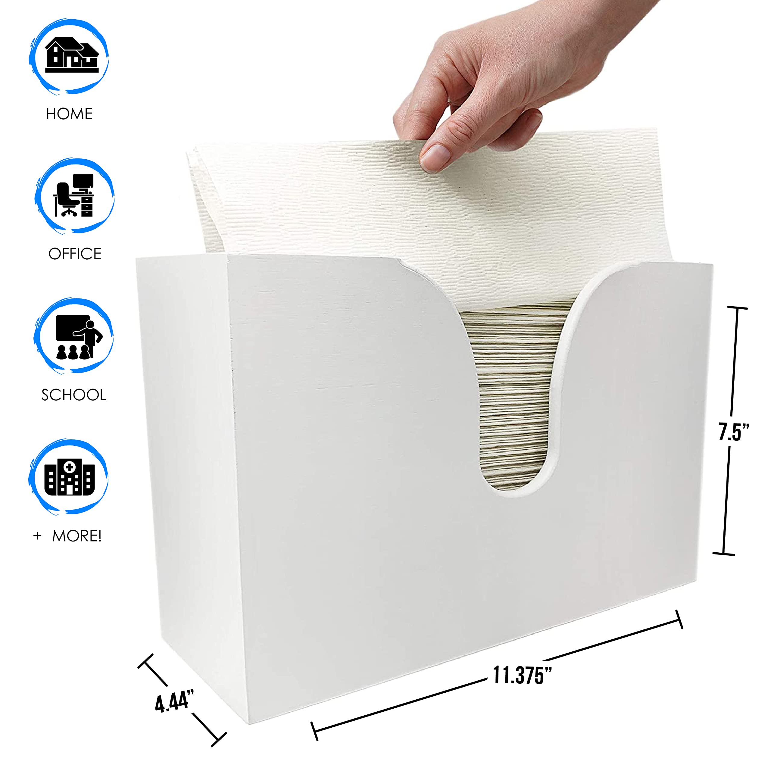 Eco-Friendly Bamboo Paper Towel Dispenser - Wall Mount & Countertop Kitchen & Bathroom Organizer - Holds Multifold, C-Fold & Trifold Paper Towels - Perfect for Home, Office & Restaurant Use
