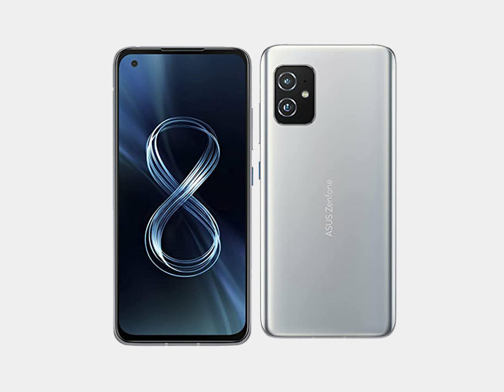 ASUS Zenfone 8 ZS590KS 5G Smartphone - Unlocked GSM Android Phone with 128GB Storage & 8GB RAM - Silver (Compact Flagship for Travel, Work & Gaming)