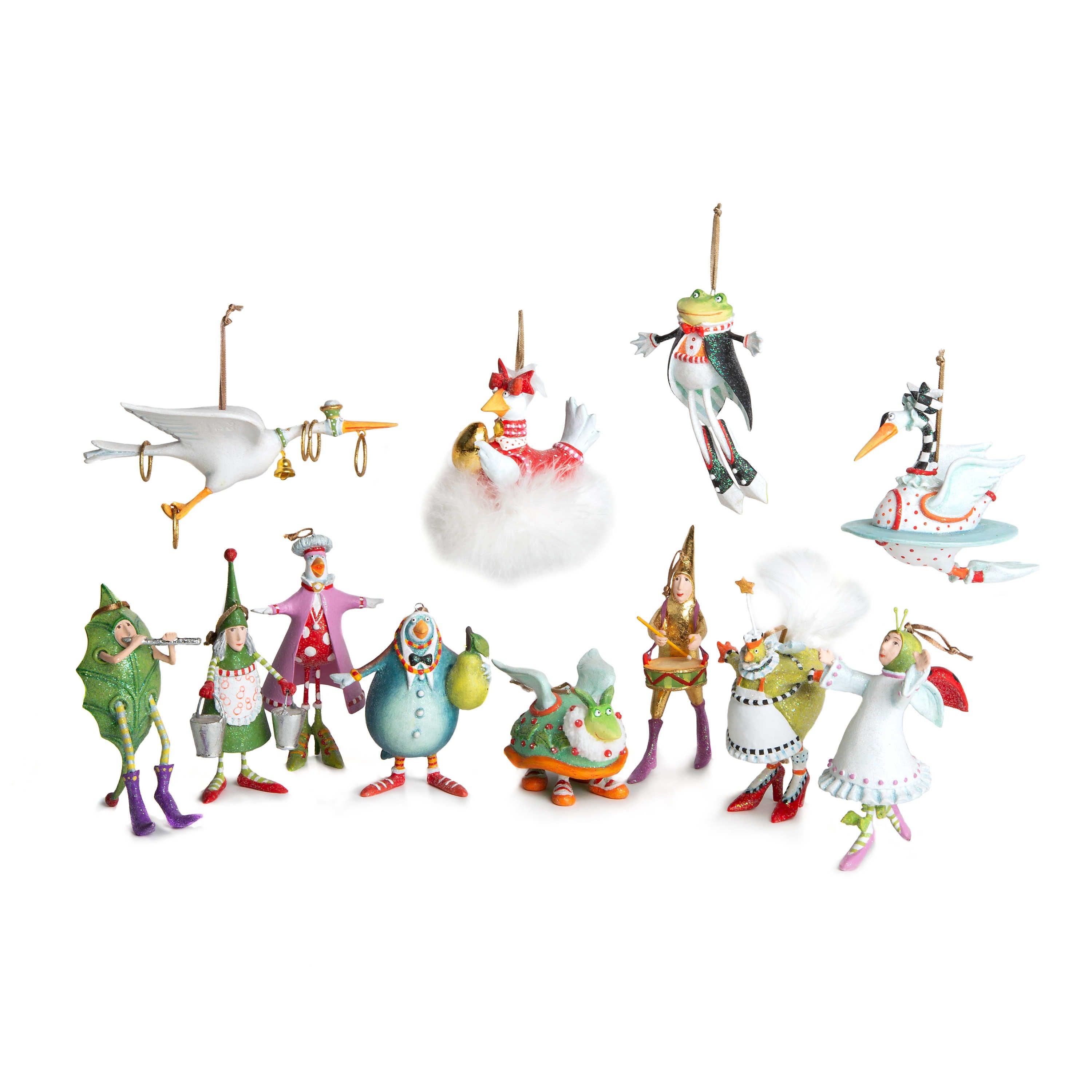 Patience Brewster 12 Days Mini Ornaments Set - Christmas Tree Decorations for Holiday Party & Home Decor