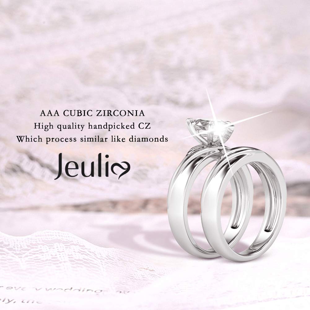 Jeulia 925 Sterling Silver Wedding & Engagement Rings for Women - 1.6ct Main Stone + 0.32ct Side Stones, Bridal Set, Anniversary & Promise Ring | Perfect for Proposals, Weddings, Anniversaries & Romantic Gifts