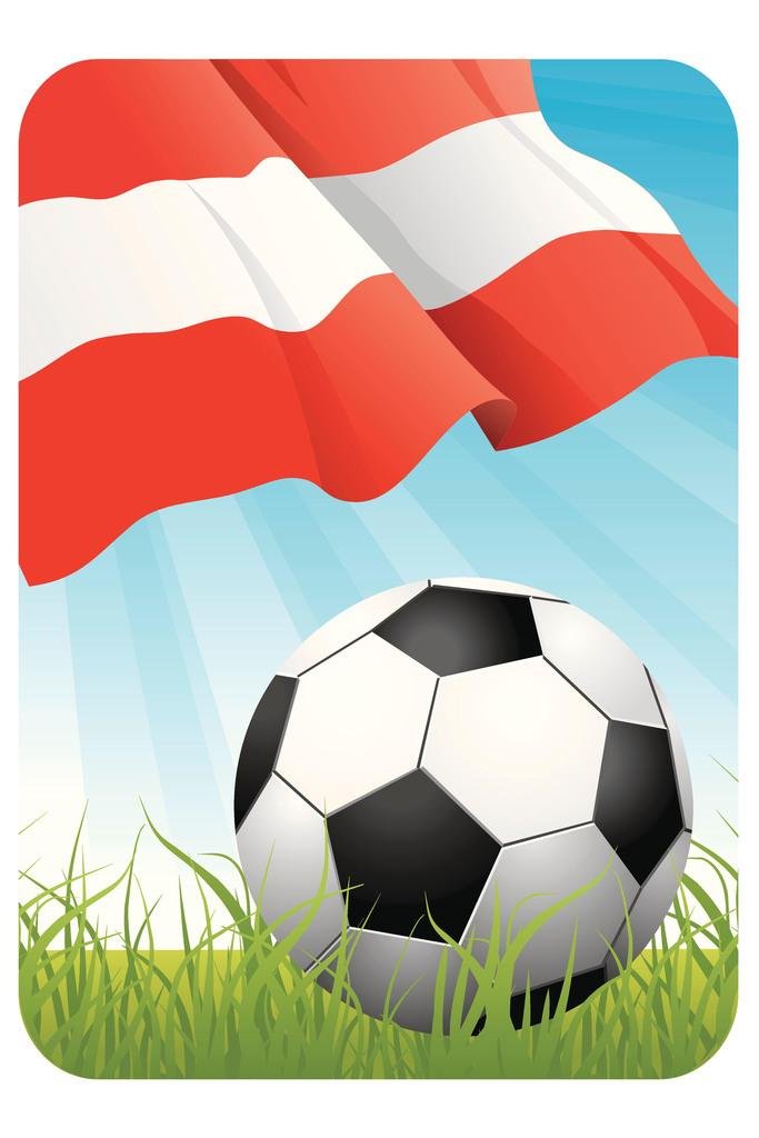 Austria Soccer Ball and Flag Sports Wall Art Print Poster 16x24 - Perfect for Fan Cave, Game Room, and Sports Themed Decor