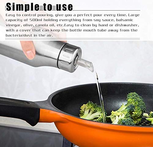 Premium Stainless Steel Olive Oil Dispenser Bottle - 500ML Leakproof Kitchen Oil Pourer for Olive Oil, Vinegar & Sauce - Perfect for Cooking, Salad Dressing & Gourmet Meal Prep