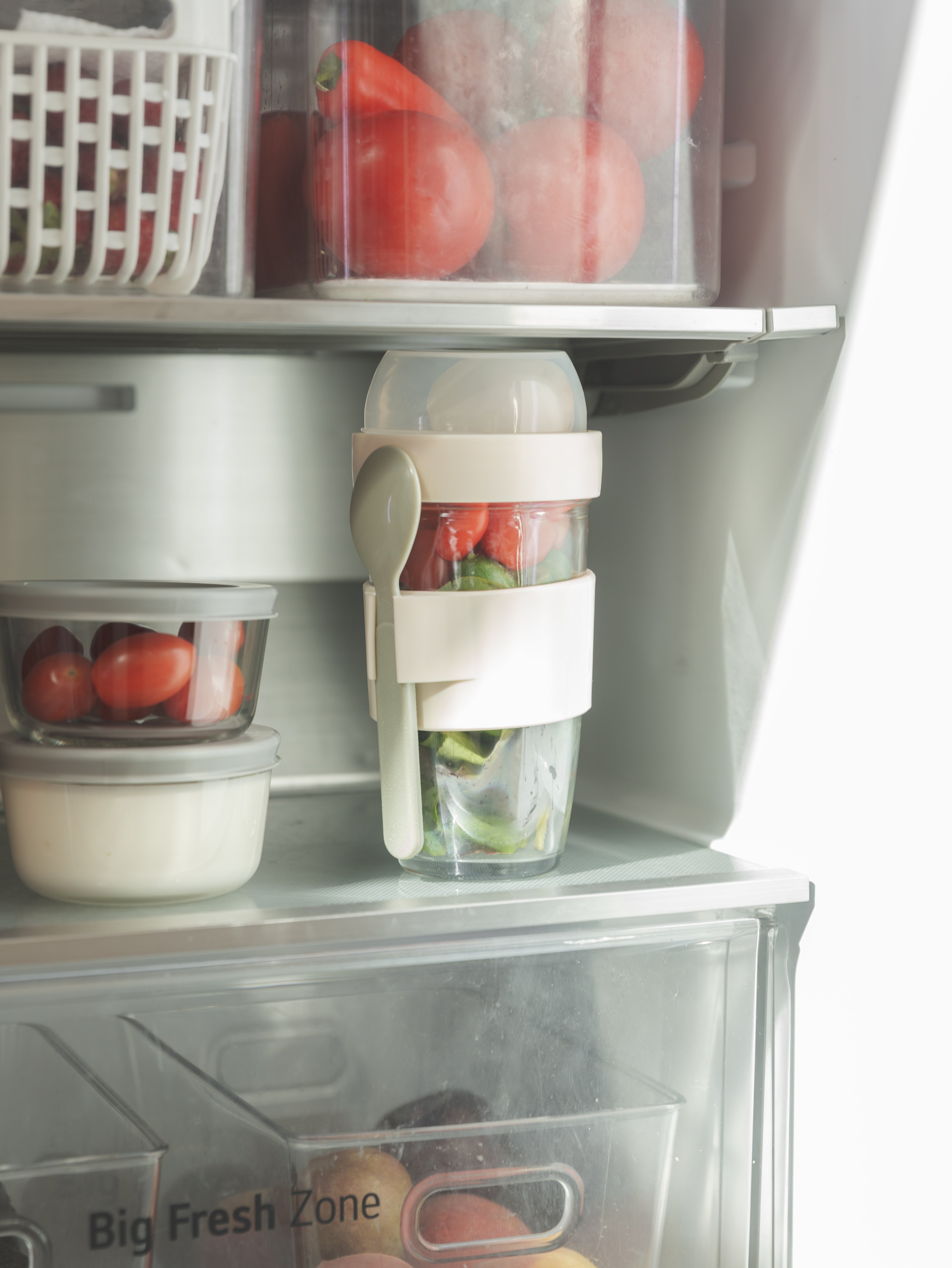 Portable Travel Jar with Spoon and Compartment - Perfect for Snacks, Salads & On-the-Go Meals