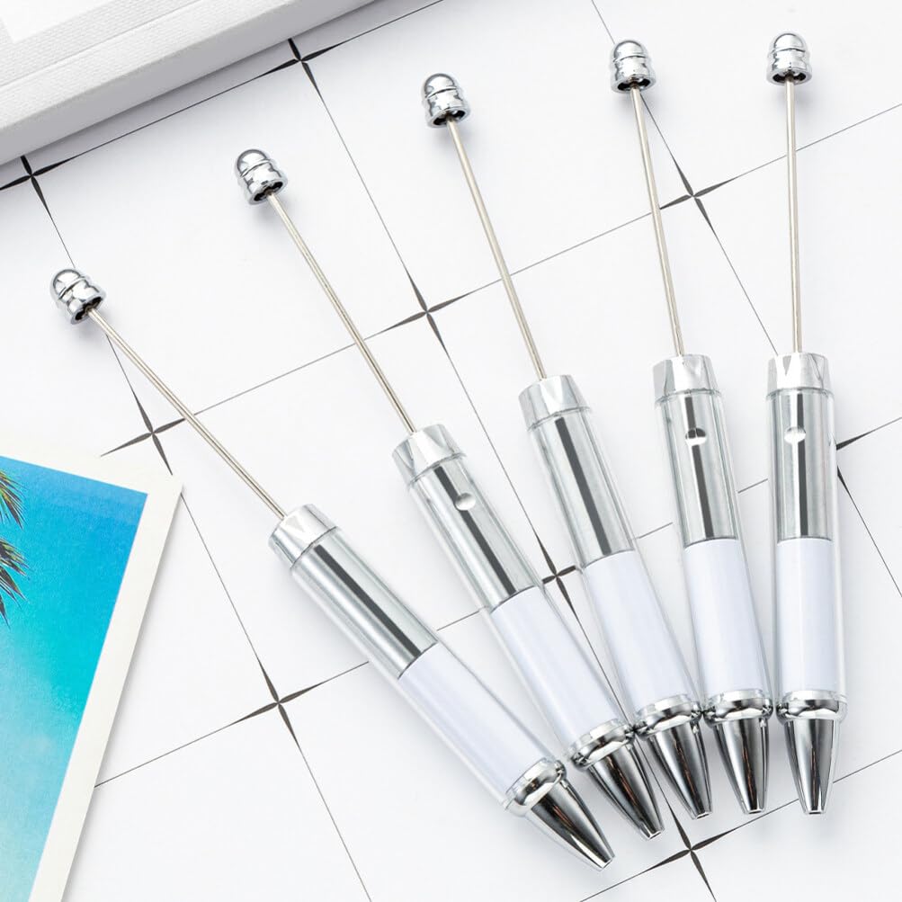 EXCEART 5-Pack Beadable Ballpoint Pens with Gel Ink - Retractable DIY Craft Pens for Office, School & Gift Making | Perfect for Jewelry Design, Scrapbooking & Personalized Gifts