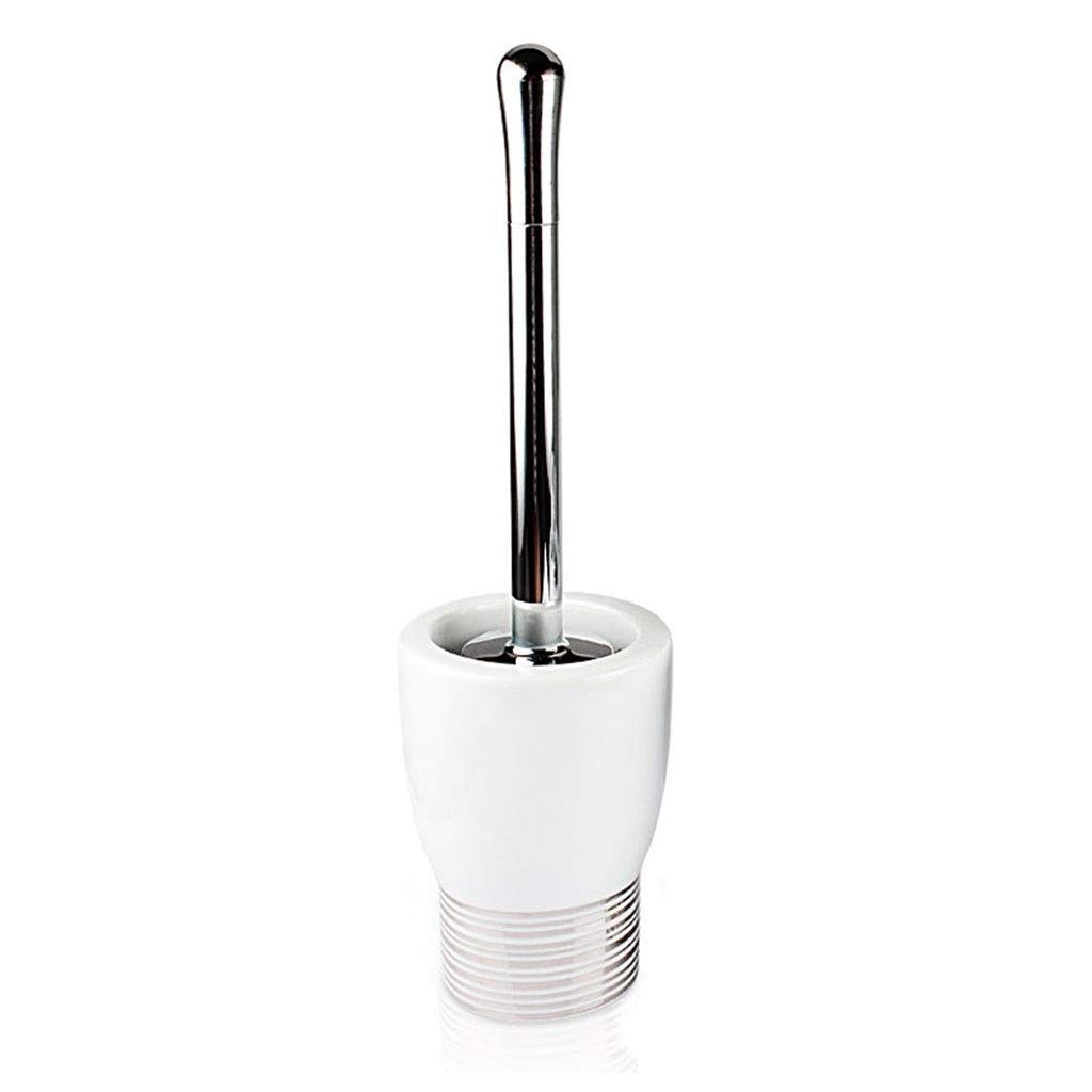 Premium Ceramic Toilet Brush and Holder Set - Gold & Silver Stripe Design with Base - Durable Bathroom Cleaning Brush for Home, Hotel, and Office Use - Classic Fashion Style (Color: A)