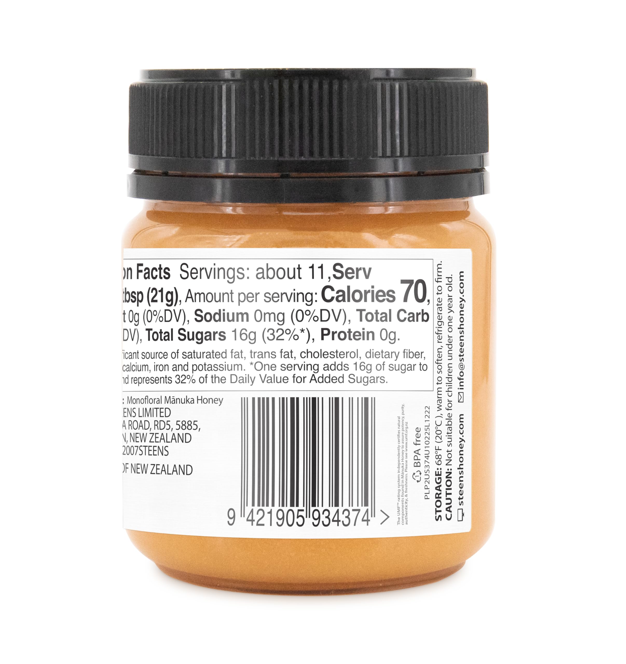Steens UMF 10+ Manuka Honey 7.9oz - Pure Raw NZ Honey for Immunity & Wellness