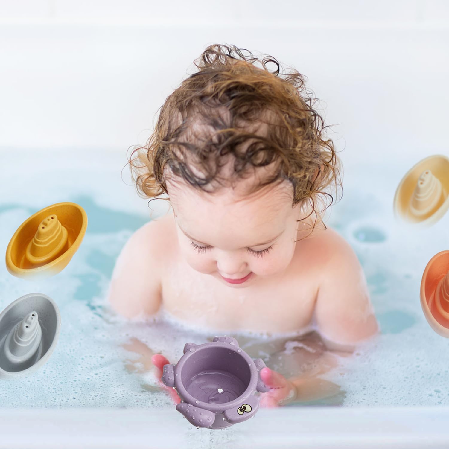 **14-Piece Non-Toxic Bath Toys for Toddlers Ages 1-3 | Safe & Mold-Free Bathtub & Water Table Toys | Early Learning Educational Gift for Babies 6-12 Months | Fun Bath Boats & Cups for Sensory Play & Bath Time**