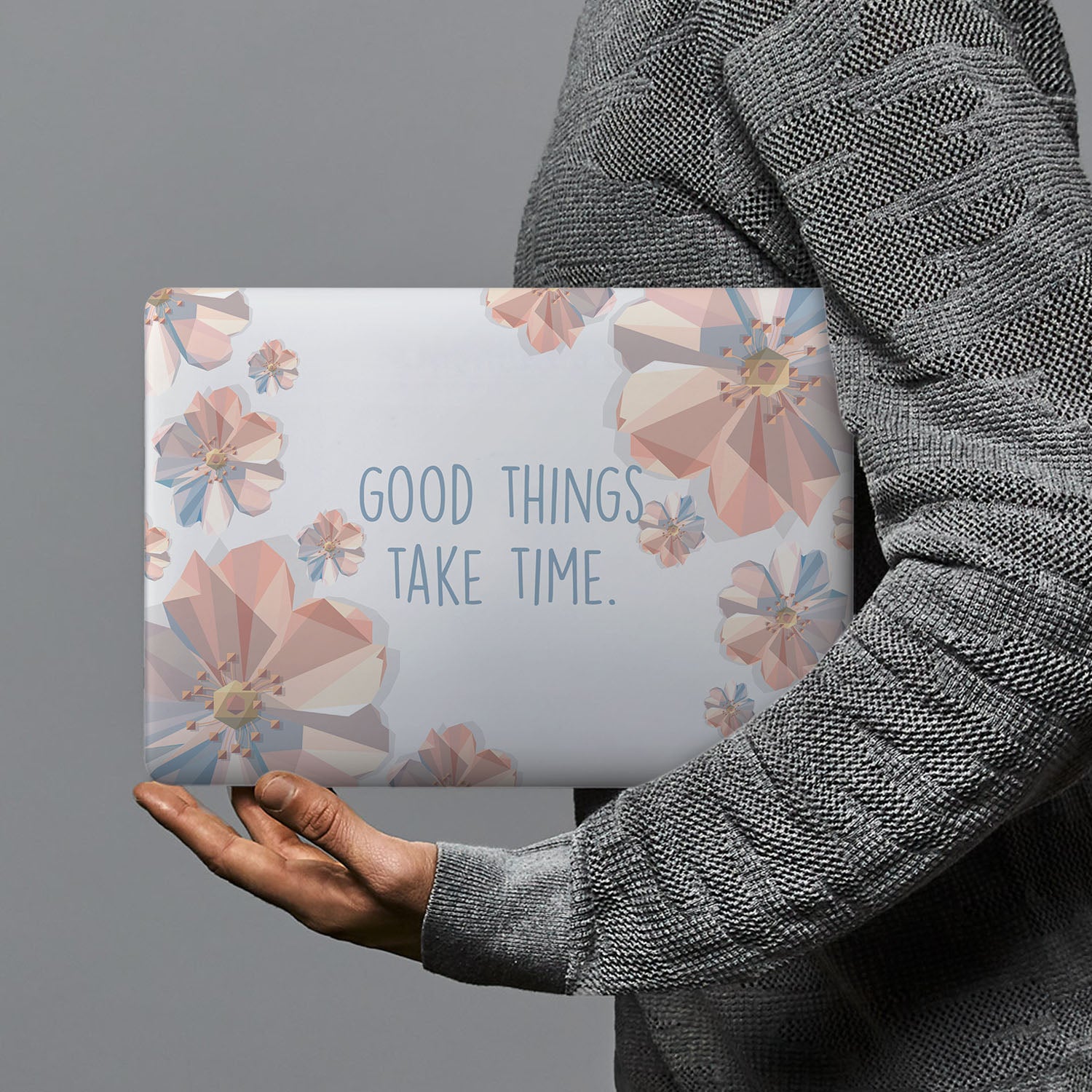 MacBook Case with Positive Quote 'Good Things Take Time' - Durable Protective Cover for MacBook Air/Pro - Motivational Laptop Sleeve for Work, School & Travel