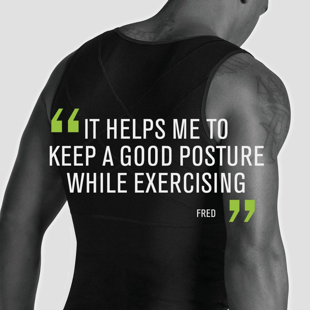 Men's Leo Compression Vest - Tummy Control & Posture Corrector Shapewear for Back Support - Slimming Body Shaper for Workout, Office & Everyday Wear