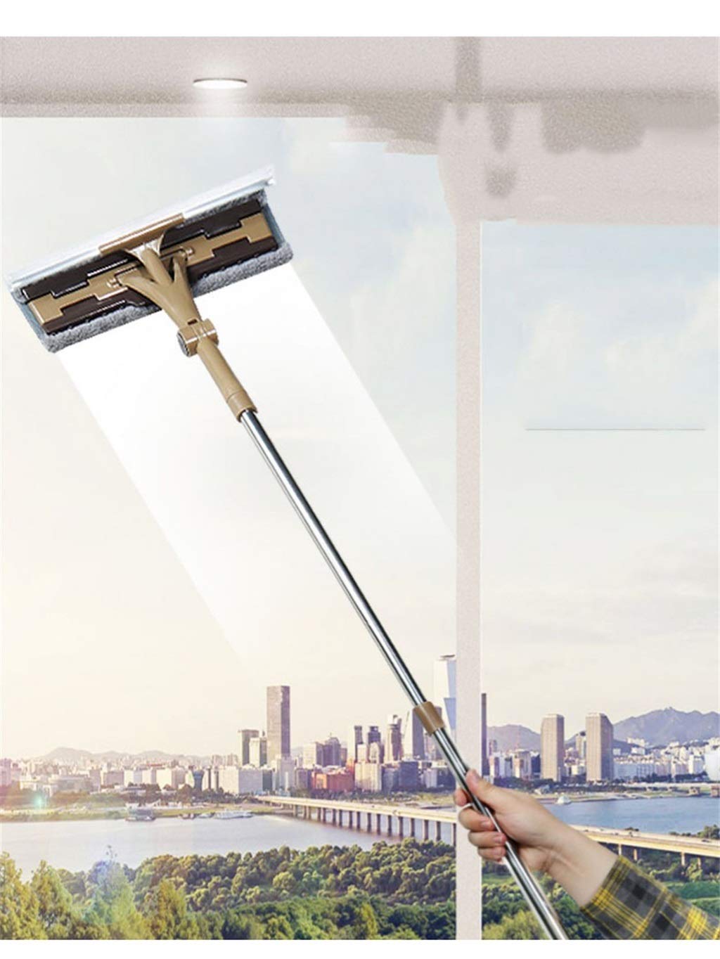 Extendable Rotating Shower Squeegee - Professional Window Glass Cleaner for High Windows, Mirrors, Showers & Cars - Adjustable Handle (Color B) - Perfect for Bathroom Cleaning, Car Washing & Hard-to-Reach Surfaces