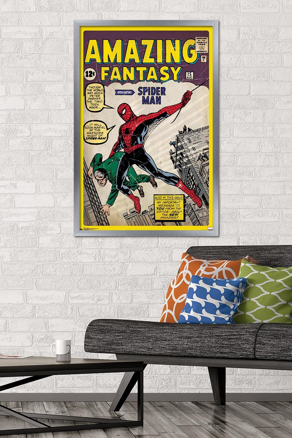 Trends International 24x36 Marvel Comics Spider-Man Wall Poster - Silver Framed Version (36