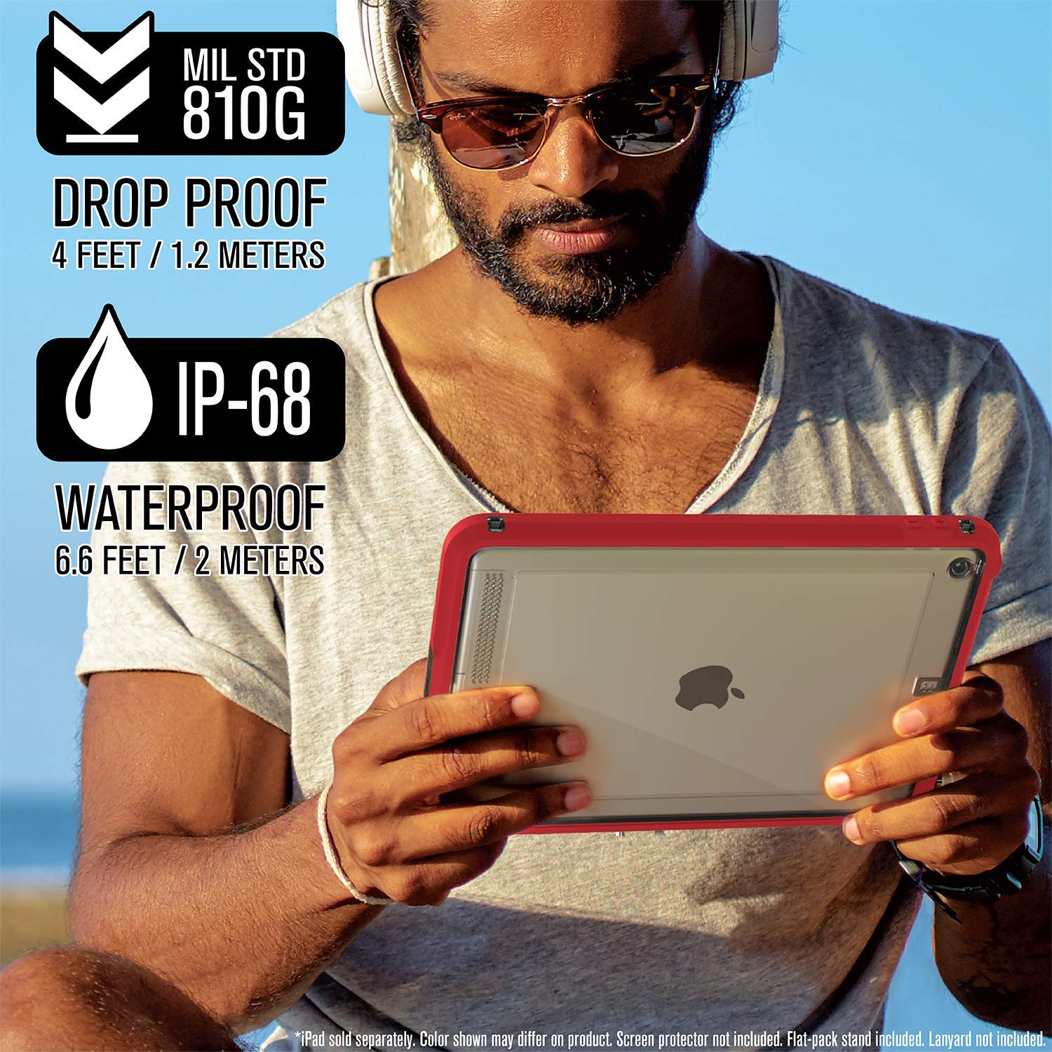 **Catalyst Waterproof Case for iPad 10.2 (9th/8th/7th Gen) – 6.6ft Waterproof, 4ft Drop Proof, Full Body Protection – Built-in Kickstand & Screen Protector – Flame Red – Perfect for Outdoor, Beach & Adventure Use**