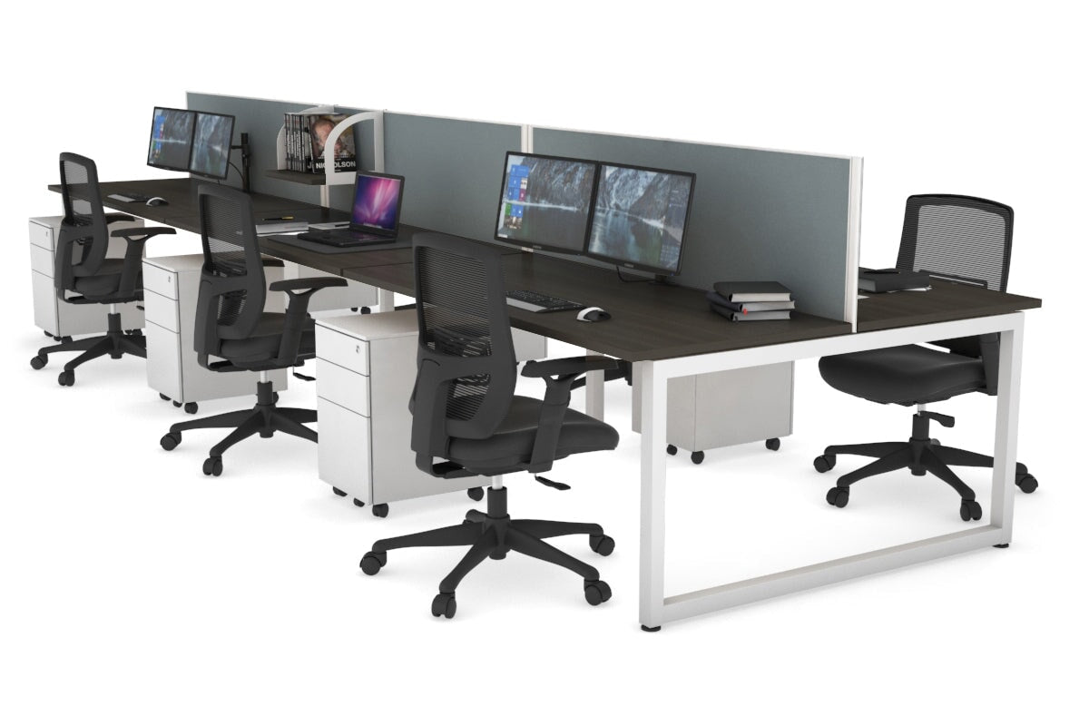Quadro Loop Legs 6-Person Office Workstation Desk - 1400L x 700W Dimensions - Perfect for Collaborative Workspaces & Team Projects