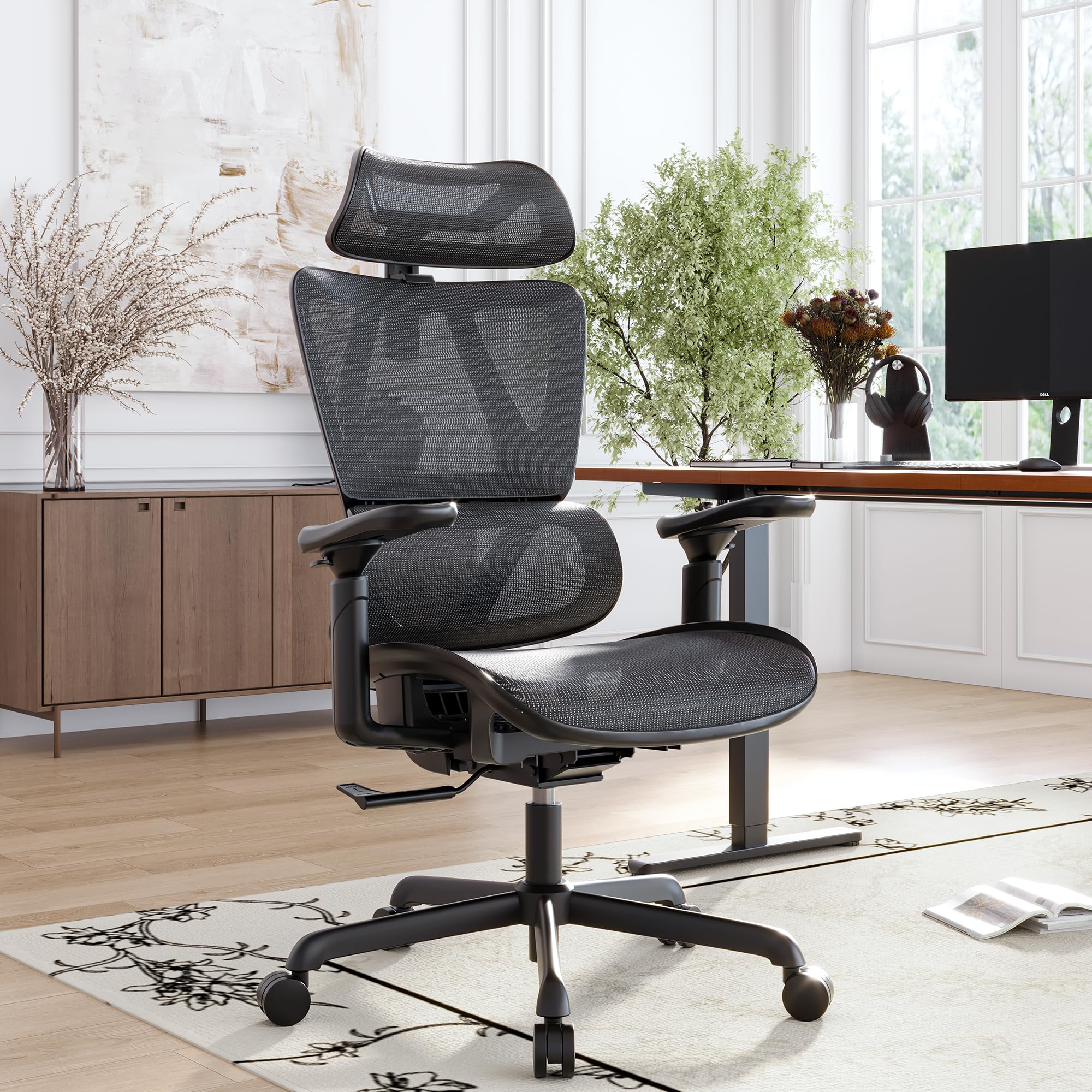 T11 Ergonomic Office Chair - High Back Desk Chair with Adjustable Lumbar Support, Magic Armrests & Wide Headrest - Comfortable Executive Mesh Chair for Big and Tall Users - Perfect for Home Office, Gaming & Remote Work